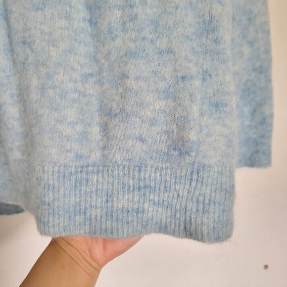 Witchery Wool Mohair Heathered Baby Blue Pullover Mock Neck Sweater Size XXS - Picture 5 of 11